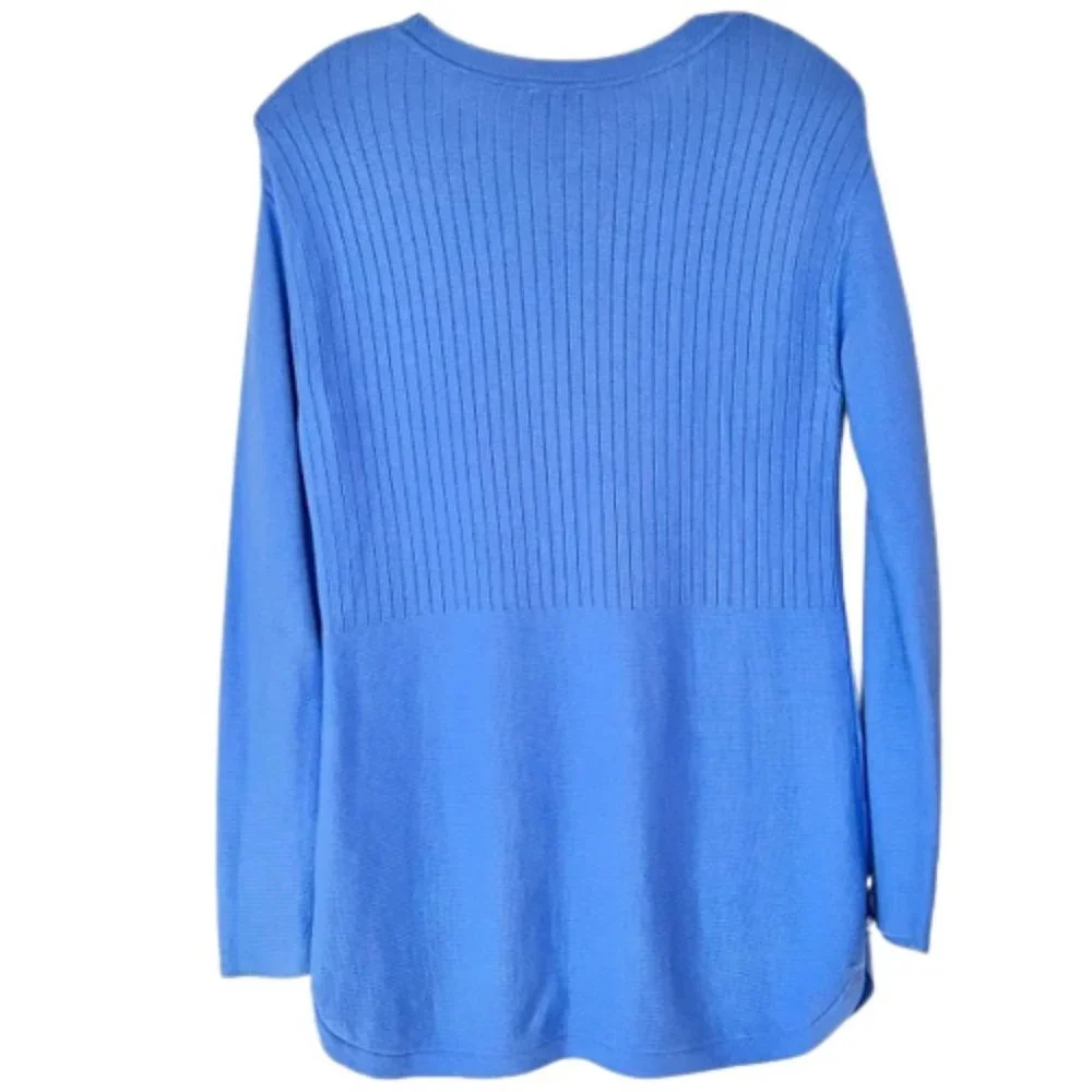 Talbots Crewneck Periwinkle Blue Sweater/Tunic with Button Detail - XS